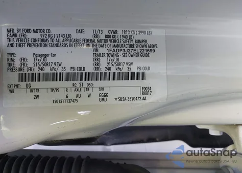 2014 Ford Focus Titanium from USA, damaged, VIN 1FADP3J27EL221699